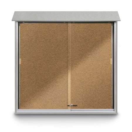 United Visual Products Outdoor Enclosed Combo Board, 72"x36", Bronze Frame/Grey & Apricot UVCB7236ODBZ-GREY-APRICOT